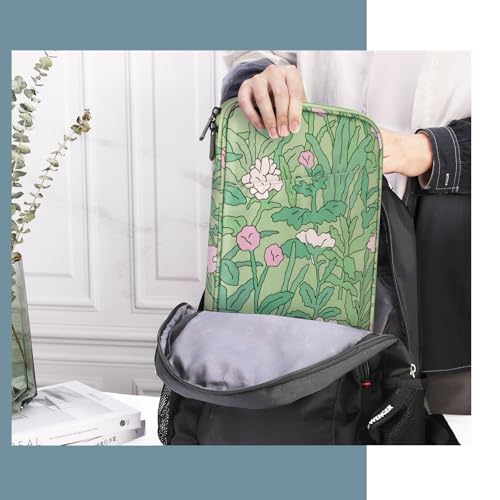 TiMOVO 9-11" Tablet Sleeve Bag for iPad 11-inch A16 2025, iPad 10.9"/10.2"| Air 11 Inch/5th/4th Gen. 10.9", Galaxy Tab A9+/A11Plus 11", Protective Bag with Pocket, Green Flower - color: Ab-Green Flower, size: 9-11 Inch
