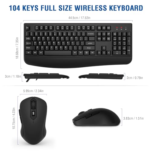 Wireless Keyboard and Mouse Combo, EDJO 2.4G Full-Sized Ergonomic Computer Keyboard with Wrist Rest and 3 Level DPI Adjustable Wireless Mouse for Windows, Mac OS Desktop/Laptop/PC(8 Pack) - color: Black-8 Pack