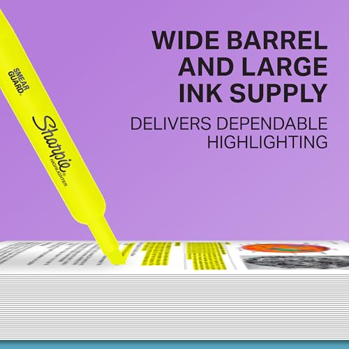 Sharpie Tank Highlighters, Chisel Tip, Fluorescent Yellow, 12 Count