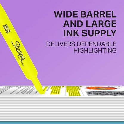 Sharpie Tank Highlighters, Chisel Tip, Fluorescent Yellow, 12 Count