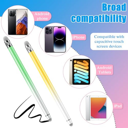 Bopomofo 5PCS Stylus Pen for Touchscreen,High Sensitivity & Precision | Metal Barrel,Fiber Tip,No Charging,Compatible with iPhone iPad Android Microsoft Surface Nintendo Switch Touch Screen - color: E-Purple/Pink/Blue/Green/Yellow