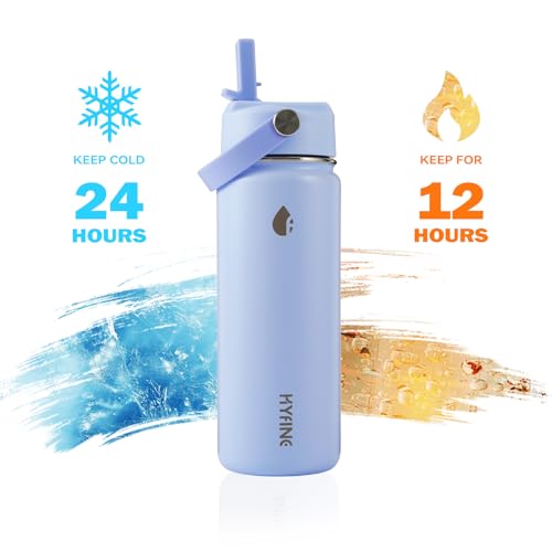 Stainless Steel Water Bottle with Straw Lid, 18oz Insulated Vacuum Bottle with Carrying Loop, Dishwasher Safe，uitable for use in schools, Offices, and outdoor activities (BLUE) - color: Blue