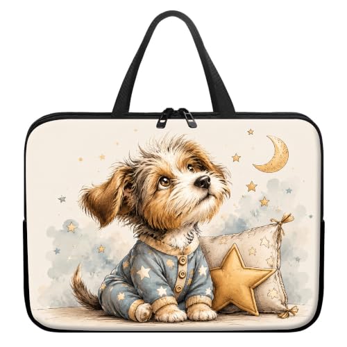 13 Inch Laptop Case Sleeve with Handle, Shockproof Slim Carrying Case | Soft Lining Computer Bag for MacBook Air 13 M3/M2/M1, MacBook Pro 13/14, iPad Pro 13 M4, Cute Terrier Puppy - color: Cute Terrier Puppy, size: 13-14 inch