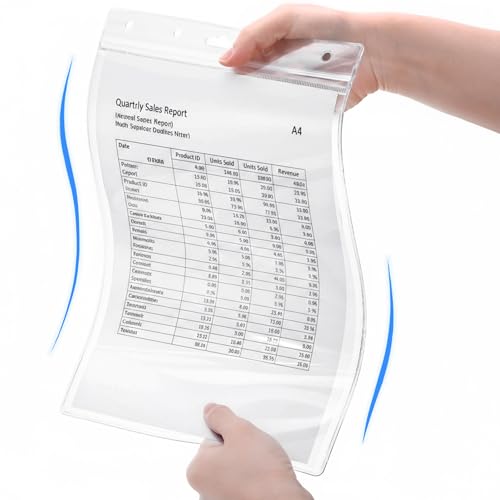 Elsjoy 10 Pack 8.5" x 11" Letter Size Job Ticket Holders, Waterproof Resealable Zip Paper Page Sheet Protectors, Heavy Duty Clear Document Sleeve, Vertical