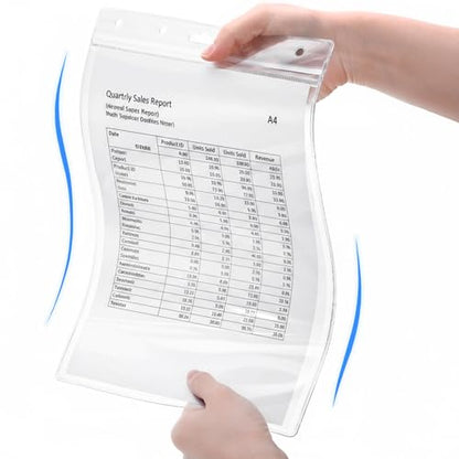 Elsjoy 10 Pack 8.5" x 11" Letter Size Job Ticket Holders, Waterproof Resealable Zip Paper Page Sheet Protectors, Heavy Duty Clear Document Sleeve, Vertical