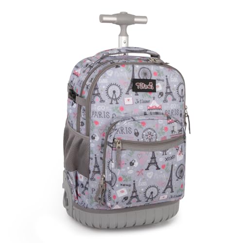 Tilami Rolling Backpack for Kids 18 inch Boys and Girls Laptop Backpack,Grey - color: Grey