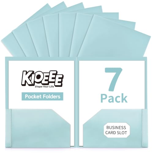 Plastic Folders with Pockets (7 Pack,Sweet Colors),Fit Letter Size Paper,Durable Heavy Duty,2-Pocket Folder for School Office or Home,Durable Acid-Free Poly,Back to School Supplies (7, Dark Blue) - color: Dark Blue