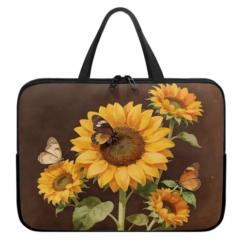 Sunflowers 10-17 Inch Laptop Sleeves Bag for Women Girls, Tablet Carrying Case Computer Cover with Handle, Zipper Notebook Messenger Briefcase Shoulder Bag for Work/School/Travel - color: Sunflowers, size: 17 Inch