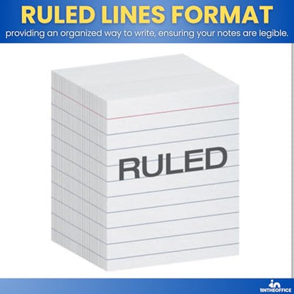 1InTheOffice Ruled Mini Index Cards 3 x 2.5, White Small Index Cards 2x3, 400/Pack (Pack of 2) - size: small (Pack of 2)