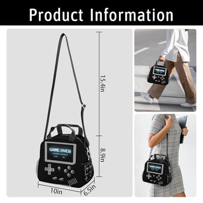 Gamepad Console pattern Lunch Bag Reusable Insulated Lunch Box Large Capacity Meal Tote for Kids Boys Girls Waterproof Adjustable Shoulder Strap Gamer Lunch Tote for Work School Picnic Travel - color: Game01