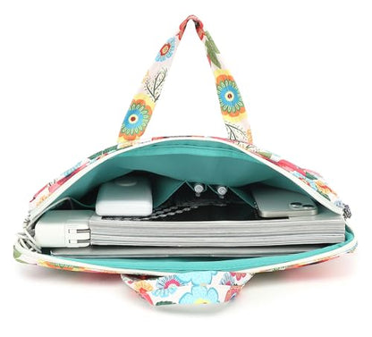 Muti-Pockets Laptop Sleeve Case Bag,Rebound Bubble Cushioned Laptop Shoulder Bag Fits Laptop 15.6 inch-16 inch (Red Flower) - color: Red Flower(muti-pockets)