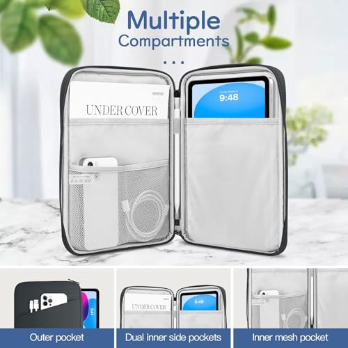 Dadanism 9-11 Inch Tablet Sleeve Bag Carrying Case, Black & Gray | Fits iPad (A16) 11th Gen 11", iPad 10th Gen 10.9" Air 5/4, iPad Air M4/Pro 11", iPad 9/8/7th 10.2", Galaxy Tab A11+ Plus 11" - color: Black & Gray, size: 9-11 inch