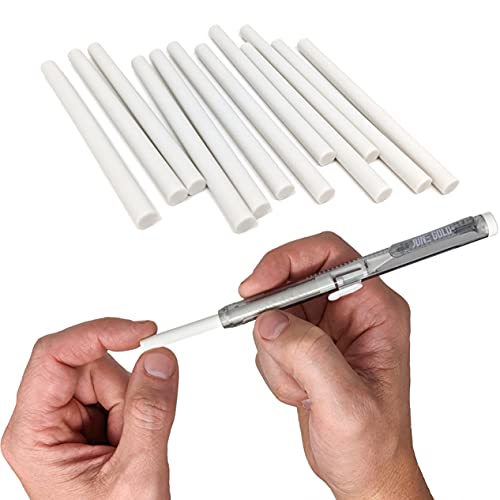 June Gold 12 Pack of Retractable Pen Eraser Stick Refills | Latex-free, white vinyl, & precision erasing