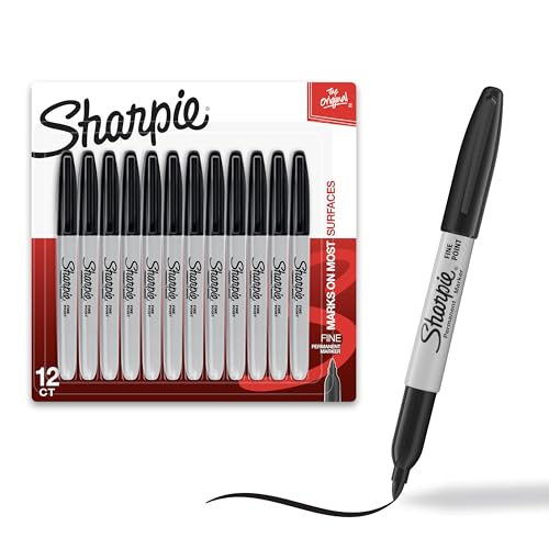 Sharpie Permanent Markers Fine Point Black 12 Count Proudly Permanent Ink Intensely Brilliant Colors - size: 12 Count (Pack of 1)