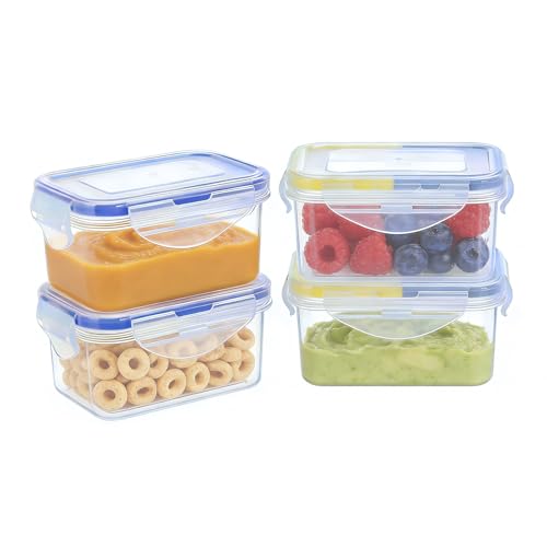 KIGI 6OZ Small Mini Plastic Food Storage Containers with Leakproof & Airtight Lids, Ideal for Lunch, Meal Prep & Snack, Rectangular, BPA FREE, Mixed Color Silicone Strips, 0.75 Cup, 8 Piece Set - size: 0.75 cup (8-Piece) C