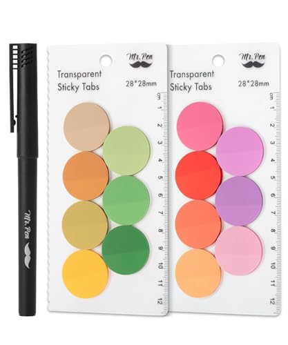 Mr. Pen- Round Transparent Sticky Notes, 1.1” Diameter, 14 Pads, 560 Sheets | Colorful, Water-Resistant See-Through Sticky Notes & Fineliner, Smooth Writing, Note Tabs for Bible Journaling, Studying - color: Spring Meadow, size: 560 pcs