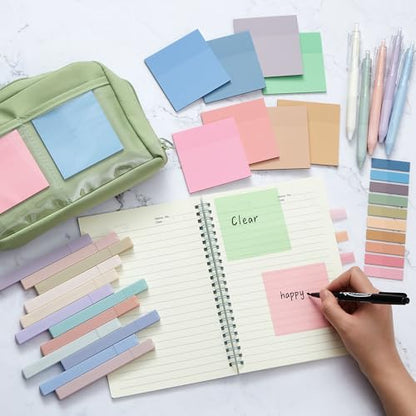 Jutom 39 Pcs Aesthetic Book Annotation Kit Highlighter with Case Bag Gel Pen Transparent Sticky Note Taking Bible Supplies(Green,Kawaii Style) - color: Green, style: Kawaii Style