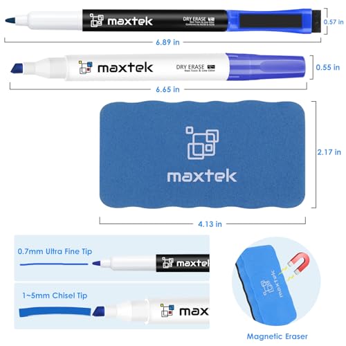 maxtek Low Odor Dry Erase Markers Mixed Tip, 8 Count | Whiteboard Markers Set, 1 Magnetic Eraser - style: Mixed Tips 9 Count