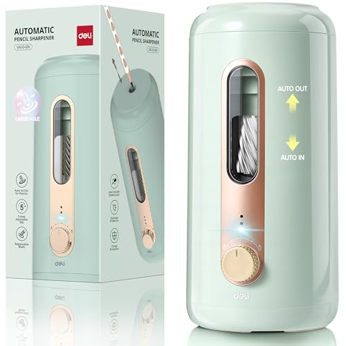 Electric Pencil Sharpener, Fully Automatic Pencil Sharpener for 6.9-10.8mm Colored/Jumbo Pencils, Auto in & Out, Rechargeable Hands-Free Sharpener for Classroom Home Office,Green - color: Green