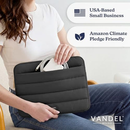 Vandel Puffy Laptop Sleeve Case for 13-14 inch Laptop Sleeve Bag Case 13.3 Inch with Zipper Pocket, Compatible with MacBook Air 13, Pro 14/13 iPad Pro 12.9, HP Dell ASUS, Computer Bag Cover - color: Black
