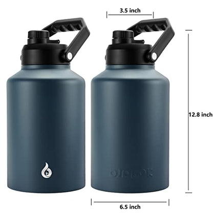 BJPKPK One Gallon(128 oz) Insulated Water Bottle, Dishwasher Safe Stainless Steel Jug, BPA Free Jug with Ergonomic Handle & Anti-slip Bottom, Large Water Bottle, Navy Blue - color: Navy Blue, style: 128oz