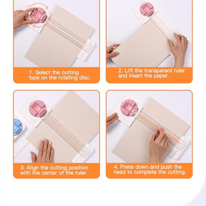 Paper Cutter Portable Paper Trimmer Cutter 4 in 1 Paper Trimmer Scrapbooking Tool Paper Trimmer with 45 to 90 Degree Angle Measuring (Rose) - color: Rose
