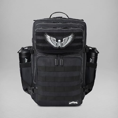 WOLFpak 45L Athletic Gym Backpack - Durable 1000D Waterproof Oxford Material with MOLLE Webbing, Laptop Pocket - color: Deathwing