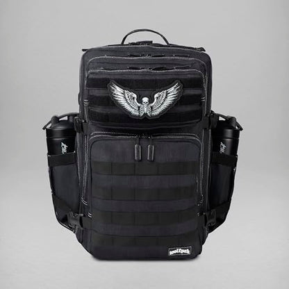 WOLFpak 45L Athletic Gym Backpack - Durable 1000D Waterproof Oxford Material with MOLLE Webbing, Laptop Pocket - color: Deathwing
