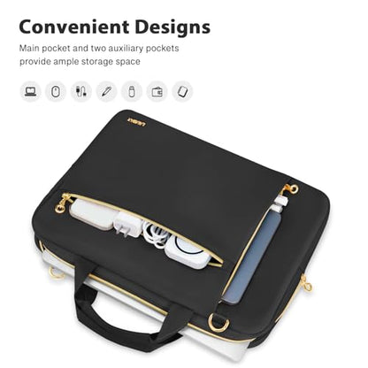 Laptop Case Bag Women Men Computer Sleeve Compatible with MacBook/Dell/HP/Acer/ASUS/LG, Waterproof Shoulder Carrying Briefcase, Black, 14-14.5 Inch - color: Black, size: 14 inch