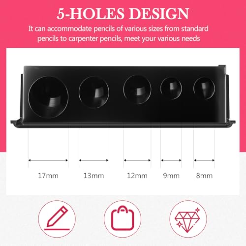 Honoson 2 Pcs 5 Hole Cosmetic Long Point Manual Pencil Sharpener with Plastic Lid Makeup Eyeliner Pencil Sharpener(Pink Black) - color: Pink Black