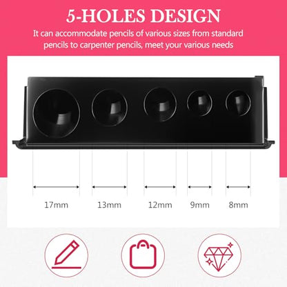 Honoson 2 Pcs 5 Hole Cosmetic Long Point Manual Pencil Sharpener with Plastic Lid Makeup Eyeliner Pencil Sharpener(Pink Black) - color: Pink Black