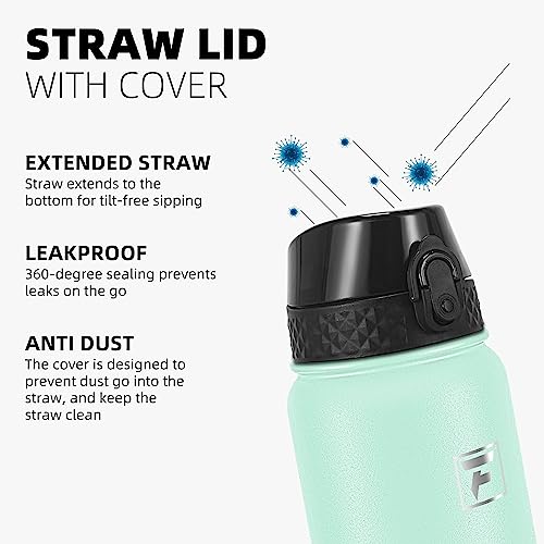 Fanhaw 20 Oz Kids Insulated Stainless Steel Water Bottle with Straw Lid, Leakproof & Anti-Dust Everyday Use Bottle for School, Women & Men, Back to School Essentials (Green Pink) - color: Green Pink, style: 20 Ounces