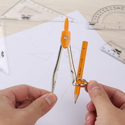 Mr. Pen- Geometry Set, 13 pcs, 3 Metal Compasses, Protractor, 6" Ruler | 45° & 30°/60° Set Squares, Pencils, Lead Refills, Sharpener & Eraser for Math, Drafting & Classroom Use | 45° & 30°/60° Set Squares, Pencils, Lead Refills, Sharpener & Eraser for Mat