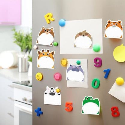 Yinder 24 Pads Cute Sticky Notes Fun Kawaii Safari Animal Sticky Notes Pads Bulk Cartoon Memo Self Adhesive Gift Back to School Veterinary Office School Tab Party Supplies - style: Safari Animals