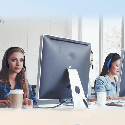 Yunsailing 20 Pack Bulk Classroom Headphones with Microphone Students Wired School Class Set Headphones for School Library Computer Office Adults 3.5 Jack Universal Plug(Dark Blue) - color: Dark Blue