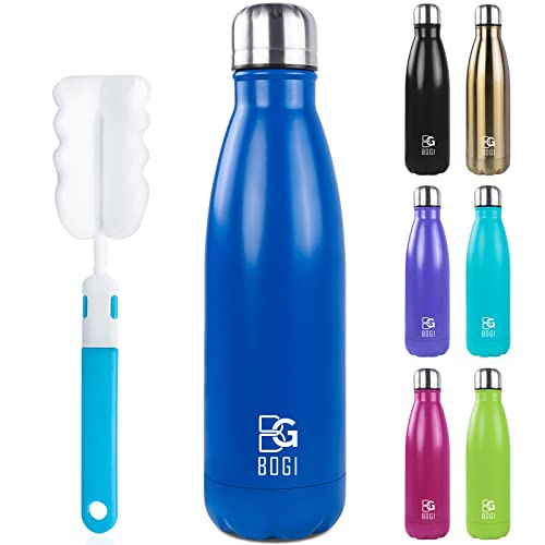 BOGI 25oz Insulated Water Bottle Double Wall Vacuum Stainless Steel Water Bottles, Leak Proof Metal Sports Water Bottle Keeps Drink Hot and Cold - Perfect for Outdoor Sports Camping Biking (Dark Blue) - color: 1 Pack-Dark Blue, size: 25 Ounces