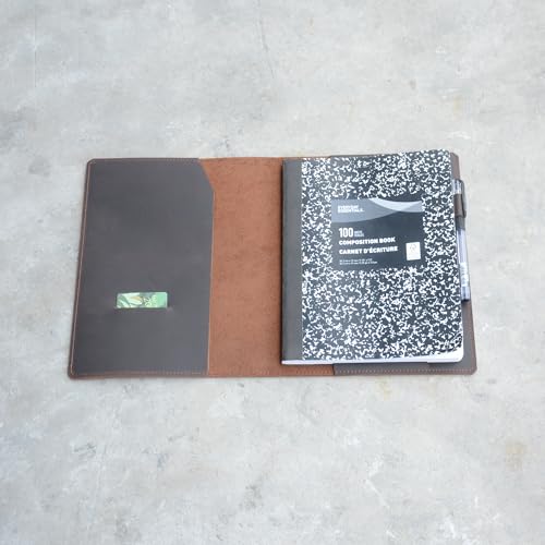 Genuine Leather Journal Notebook Cover Composition Notebooks 9.75" x 7.5", Gift For Student, Writing Diary for Writer Dark Brown - color: Dark Brown