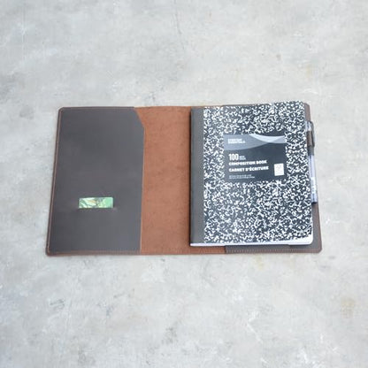 Genuine Leather Journal Notebook Cover Composition Notebooks 9.75" x 7.5", Gift For Student, Writing Diary for Writer Dark Brown - color: Dark Brown