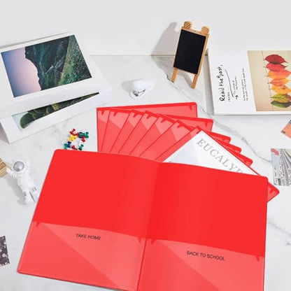 Henoyso 48 Pcs Plastic Take Home Folders with 2 Pockets Parent Teacher Classroom Communication Homework Folder for Students Parent Teacher Connector(Red) - color: Red