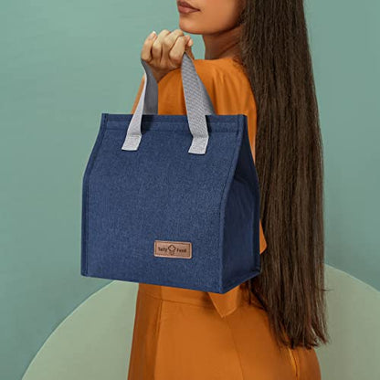 2Pcs Blue Lunch Bag Insulated, Lunch Box Bag, Reusable Lunch Tote Bag | small lunch tote,tasty food lunch bag,small cooler bag,Lunch Box Container Bag Insulated for Women, Men, Work, Office, Travel - color: Blue