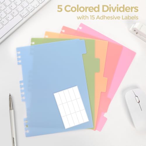 SKYDUE Notebooks for Work, 5 Subject Notebook with Dividers and Tabs, 8" x 10" College Ruled Notebook, 300 Pages Spiral Journal for Women, Green - color: Beige