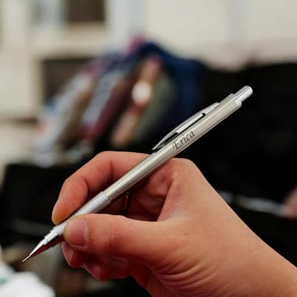Custom Engraved Mechanical Pencil – Personalized 0.7mm Refillable Drafting Tools – Gift for Architects, Engineers, Students, Designers, Graduation (Chrome Pencil Engraved) - style: Chrome Pencil Engraved