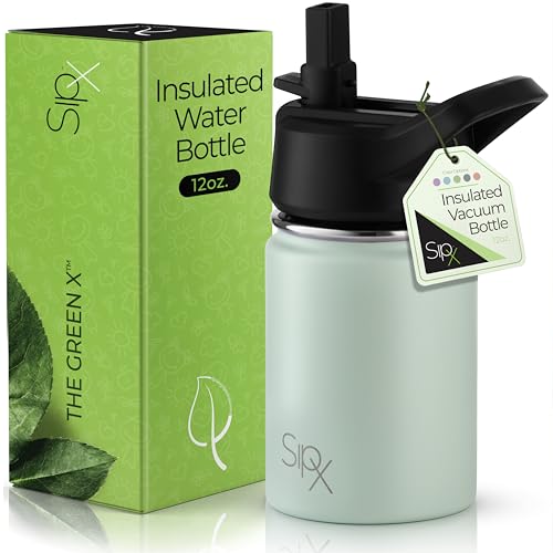 SIPX™ 12 oz Insulated Water Bottle with Straw Lid – Leakproof Stainless Steel, BPA-Free, Easy to Carry – Perfect for School, Camp, Sports & Travel – Green - color: Green