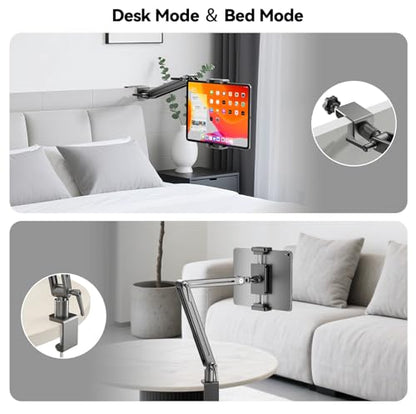 Portable Monitor Stand Desk Holder- Large Clamp support up to 6.5 12.9 14.6 15.6 18.5 inch 360° Rotating Base Swivel Tall Desk Arm Mount for iPad Pro/Mini/Air/Surface Strong Bearing Weight over 5.5lbs - size: Up to 18.5''