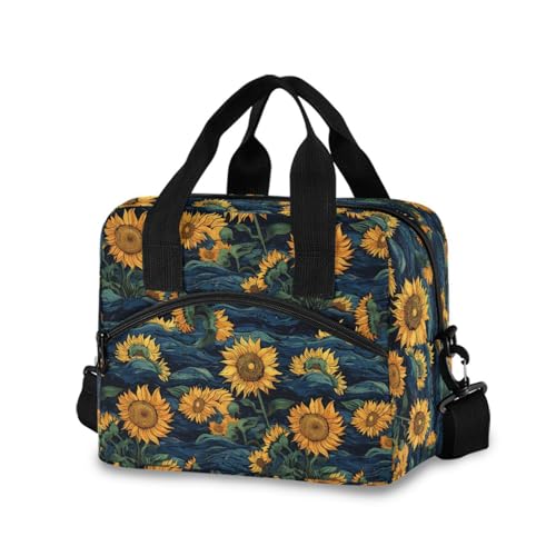 ALAZA Sunflower Insulated Lunch Bag Women Men Portable Reusable Cooler Lunch Tote Bag for Work Office Picnic College - color: Multi 02