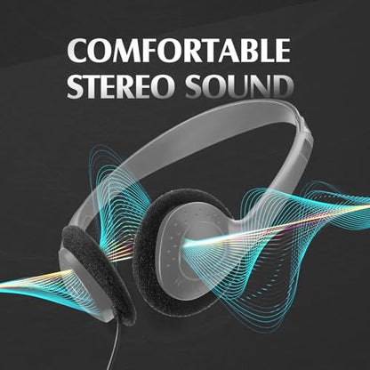 Flutesan 20 Pack Headphones Bulk Libraries Wired on Ear Headphones Over The Head Earphones for Boys Girls Adults(Gray) - color: Gray