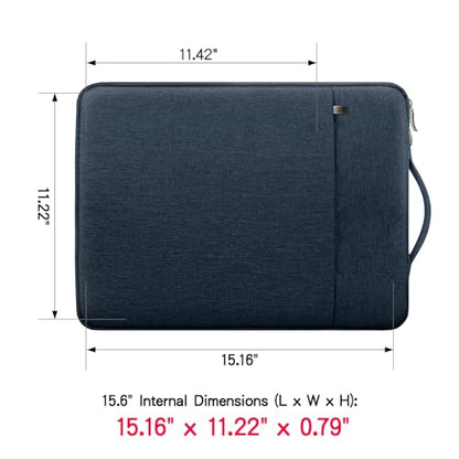 RAINYEAR 15.6 inch Laptop Sleeve Case Bag with Handle & Pocket, Navy Blue | Protective Padded Polyester Laptop Sleeve Case Briefcase Compatible with 15.6 Inch Notebook Computer Chromebook - color: Navy Blue, size: 15.6"