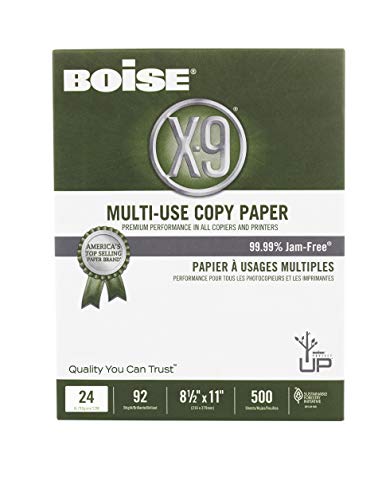 Boise Paper X-9 Multi-Use Copy Paper - 10 Ream (5000 Sheets) | 8.5" x 11" Letter | 92 Bright White - 24 lb. | CC2241-CTN - size: 10 Reams (5000 Sheets), style: 8.5 x 11, 24 lb.