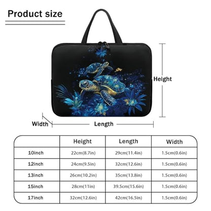 10 Inch Blue Turtles Laptop Bag Sleeve, Protective Computer Case Bag, Tablet Carrying Cover with Handle, Zipper Business Travel Handbag Shoulder Bag, Gifts for Women Ladies - color: Blue Turtles, size: 10 Inch