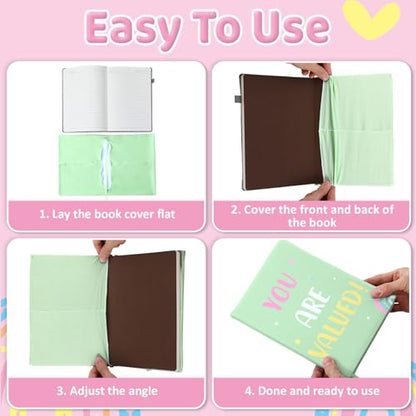 6 Pack Pastel Inspirational Quotes Book Cover Stretchable Reusable Jumbo Book Covers Protector for Textbook Hardcover Books up to 9 x 11 in Fabric Books Sox Back to Supplies - color: Pastel
